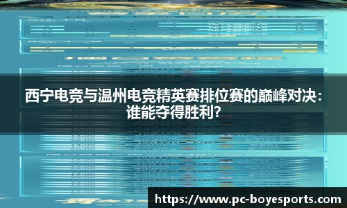 西宁电竞与温州电竞精英赛排位赛的巅峰对决:谁能夺得胜利?
