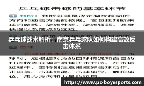 乒乓球战术解析:南京乒乓球队如何构建高效反击体系